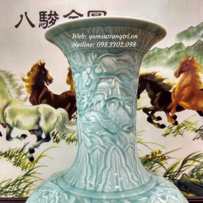 BÌNH MEN NGỌC THANH LONG CƯỠI MÂY VƯỢT BIỂN